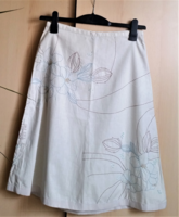 Embroidered summer linen skirt in size s