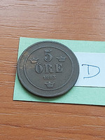 Sweden 5 öre 1883 bronze, ii. Oscar #d
