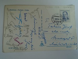 H33.1 Postcard signed by Fradi ftc soccer team sent to József Takács from Bratislava in 1956