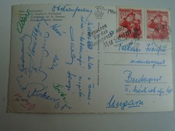 H33.4 Postcard signed by Fradi ftc soccer team sent from Vienna in 1960 to József Takács