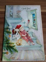Karácsonyi képeslap, kinyithatós, mérete: 12 cm x 17 cm, használt