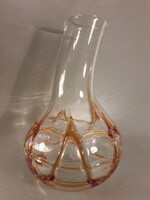 Kralik Glass Vase in Amber Color with Rare Shape, Handmade Glass from the 20th Century