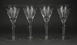 1N211 old beautiful polished base elegant brandy glass set of 4 pieces