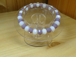 Polished crystal pearls, finished bracelet, opal white and mauve color of pearls 6 mm pearls