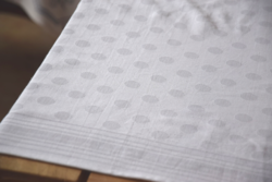 Régi Ünnepi damaszt asztalterítő terítő abrosz pöttyös minta 118 x 113