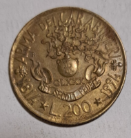 1994 Italy Italian 200 Lira Carabinieri Coin (1019)