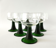 Set of 6 old beautiful French wine glasses with twisted bases