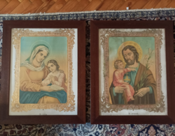 Laced holy image in a framed pair