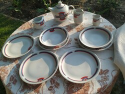Alföldi porcelain red blue gray flat plate 5 deep plates 2 +jug, cream pourer for sale!