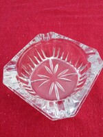 Old Belgian carved crystal ashtray