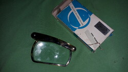 Old photo frame with horn-handled and framed hand magnifier box as shown in the pictures