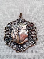Retro - Industrial Egyptian pendant - silver plated copper