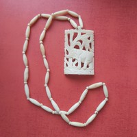 Elephant handmade bone necklace with pendant.