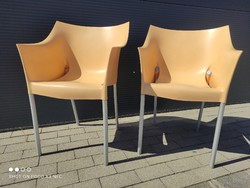 Two together action! Pair of Philippe starck design dr.No chairs from Kartell in elegant apricot color