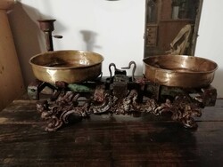 Cast iron scales, angelic, beautifully decorated original color, in cleaned and treated condition up to 10 kilos