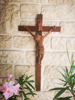 Beautiful corpus, cross Jesus Christ carved from wood, excellent workmanship. Household blessing relic holder