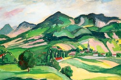 Pap Géza (1883-1961): Nagyméretű tájkép (Pásztó), Virág Judit Galéria árverésén szerepelt alkotás