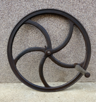 Cast iron well wheel, grinding wheel, with crank (67 cm, 13 kg)