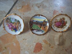 3 db gyűjtői mini Limoges tányér együtt