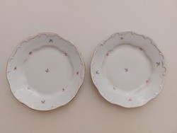 Old Zsolnay porcelain flat plate small baroque plate with floral pattern 2 pcs