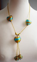 Hippy style, necklace, neck blue, retro 50 cm + hanging Murano glass heart