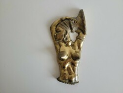 Retro fém öntvény réz szobor afrikai falidísz néger női akt szerecsen nő fali dísz mid century