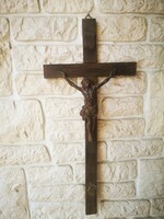 Antique 100-year-old crucifix cross, Jesus Christ cast iron, homemade blessing relic holder. Also video