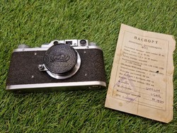Fed 1 camera with original 1954 passport document.