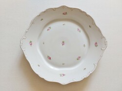 Régi Hollóházi porcelán rózsamintás kínáló tál süteményes