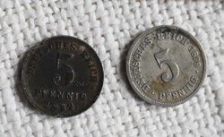 20 Pfenning, d. D., German money coin, 1899, 1922, 2 pcs. , German Empire