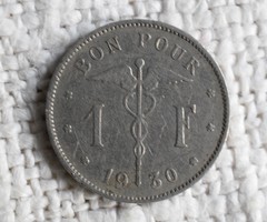 1 Franc, Belgium, 1930, money, coin, bon pour