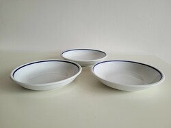 3 old blue striped Zsolnay porcelain deep plate plates