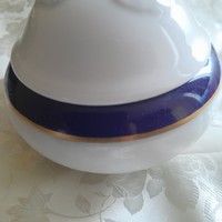 Cobalt collector's sugar bowl with blue and gold stripes