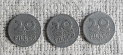 20 Filér, 1968, Hungarian People's Republic, money, coin, Budapest, 3 pieces