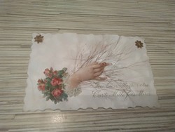 Antik Üdvözlő képeslap. Kézzel készített.