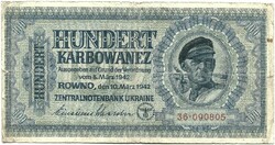 100 karbowanez 1942 Ukrajna Német megszállás