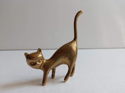 Réz macska, cica figura, gyűrűtartó , miniatűr