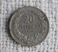 20 Sztotinka , 1913 , pénz , érme , Bulgária