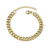 14 K. Cuban gold-colored bracelet with rounded eyes, but where the ends meet, it is unisex.
