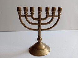 Copper menorah, candle holder with 7 branches