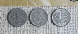 1 Forint 1967, 1968, 1989, money, coin, Hungarian People's Republic, 3 pieces