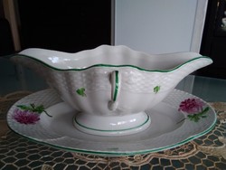 A rare Herend sauce offering with the popular aster pattern with a green border.