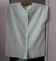 Retro, women's summer blouse 1.: Light green, sleeveless