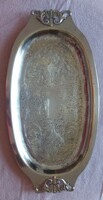 Antique silver-plated, engraved tray