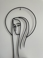 Large modern depiction of the Virgin Mary, wrought iron silhouette, wall decoration