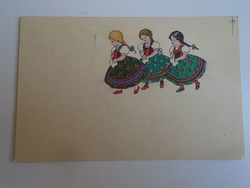 D196272 postcard - Hungarian girls in folk costume, 1920s
