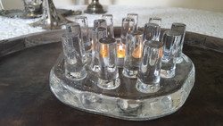 Scandinavian georgshütte glass candle holder, warmer, coaster