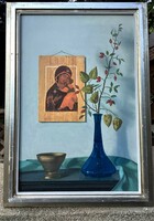 Mácsai István "Asztali csendélet ikonnal" 1977-ben festett mesteri kompozíciója"