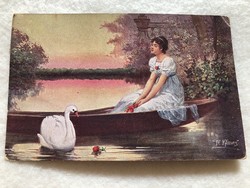 Antik, régi romantikus képeslap - 1918                           -6.