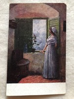 Antique, old romantic postcard - postal clean -6.